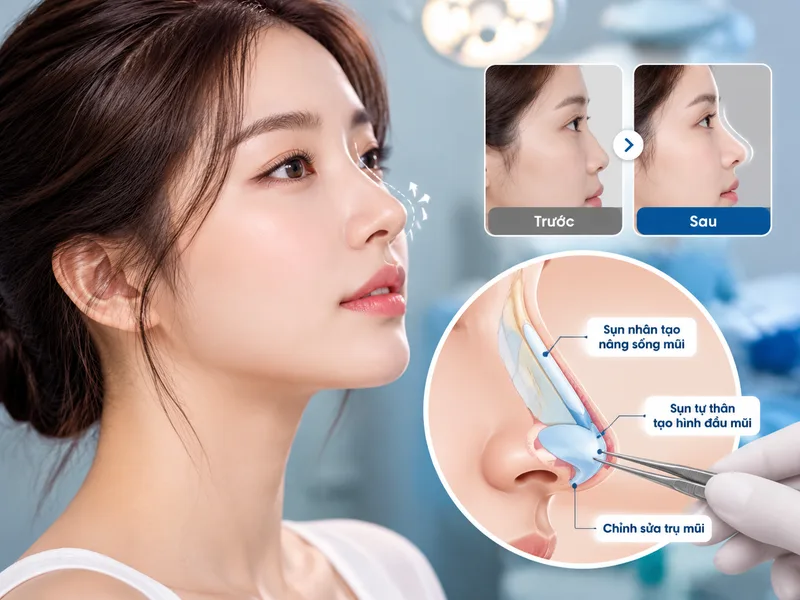 Nâng mũi cấu trúc giúp chỉnh sửa toàn diện dáng mũi, phù hợp với nhiều trường hợp cần can thiệp sâu.