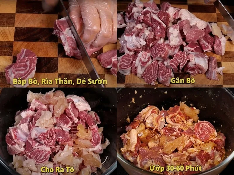 Chọn bắp bò có gân mỏng là bí quyết trong cách nấu bò sốt vang thịt mềm.