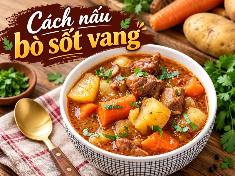 Bò sốt vang thơm ngon là món ăn hấp dẫn được nhiều gia đình yêu thích.