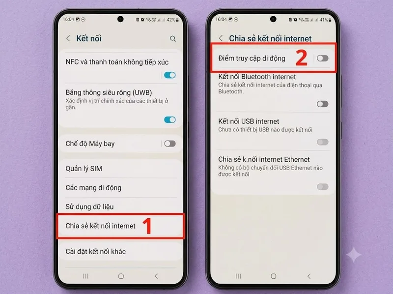 Hướng dẫn cách phát wifi từ điện thoại Samsung trong mục Cài đặt
