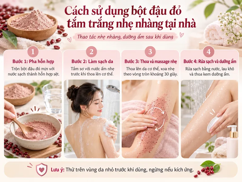 Cách sử dụng bột đậu đỏ tắm trắng nhẹ nhàng tại nhà