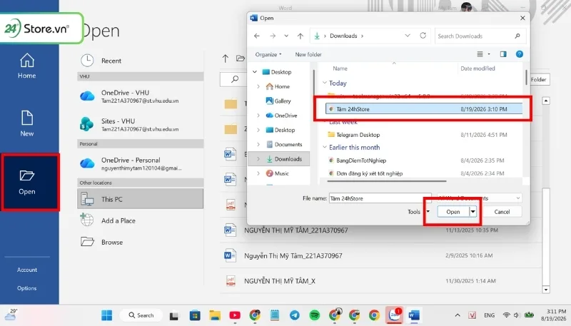 Mở trực tiếp tệp PDF bằng Microsoft Word để chuyển đổi nhanh chóng trên máy tính.