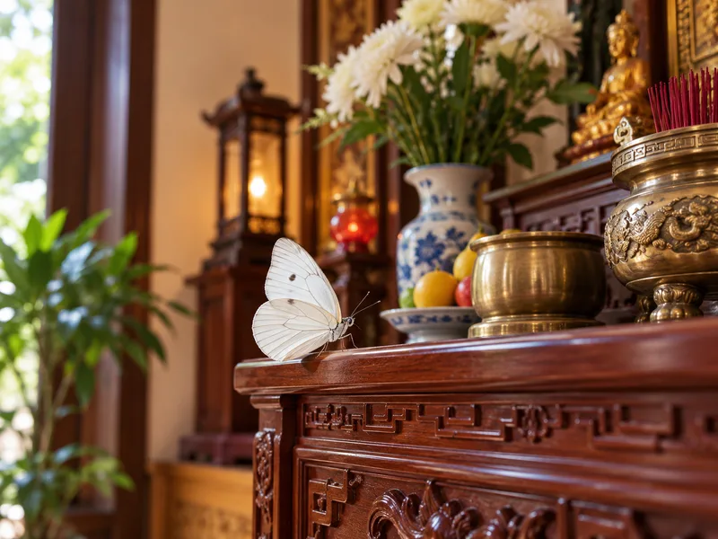 Bướm trắng đậu gần bàn thờ thường gợi cảm giác tưởng nhớ người thân