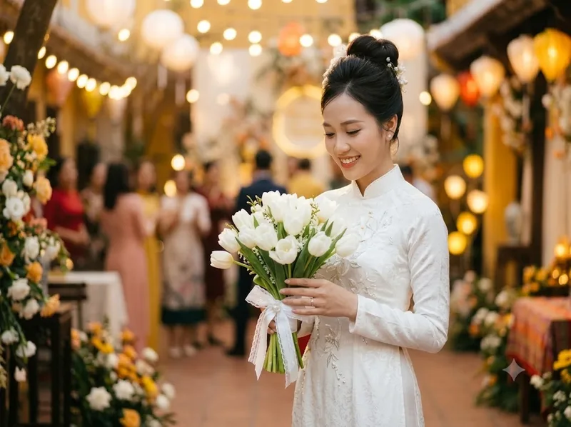 Tặng tulip trắng trong lễ cưới, ngày kỷ niệm hoặc dịp tri ân